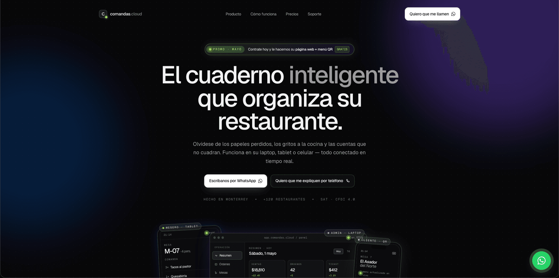 Screenshot of comandas.cloud